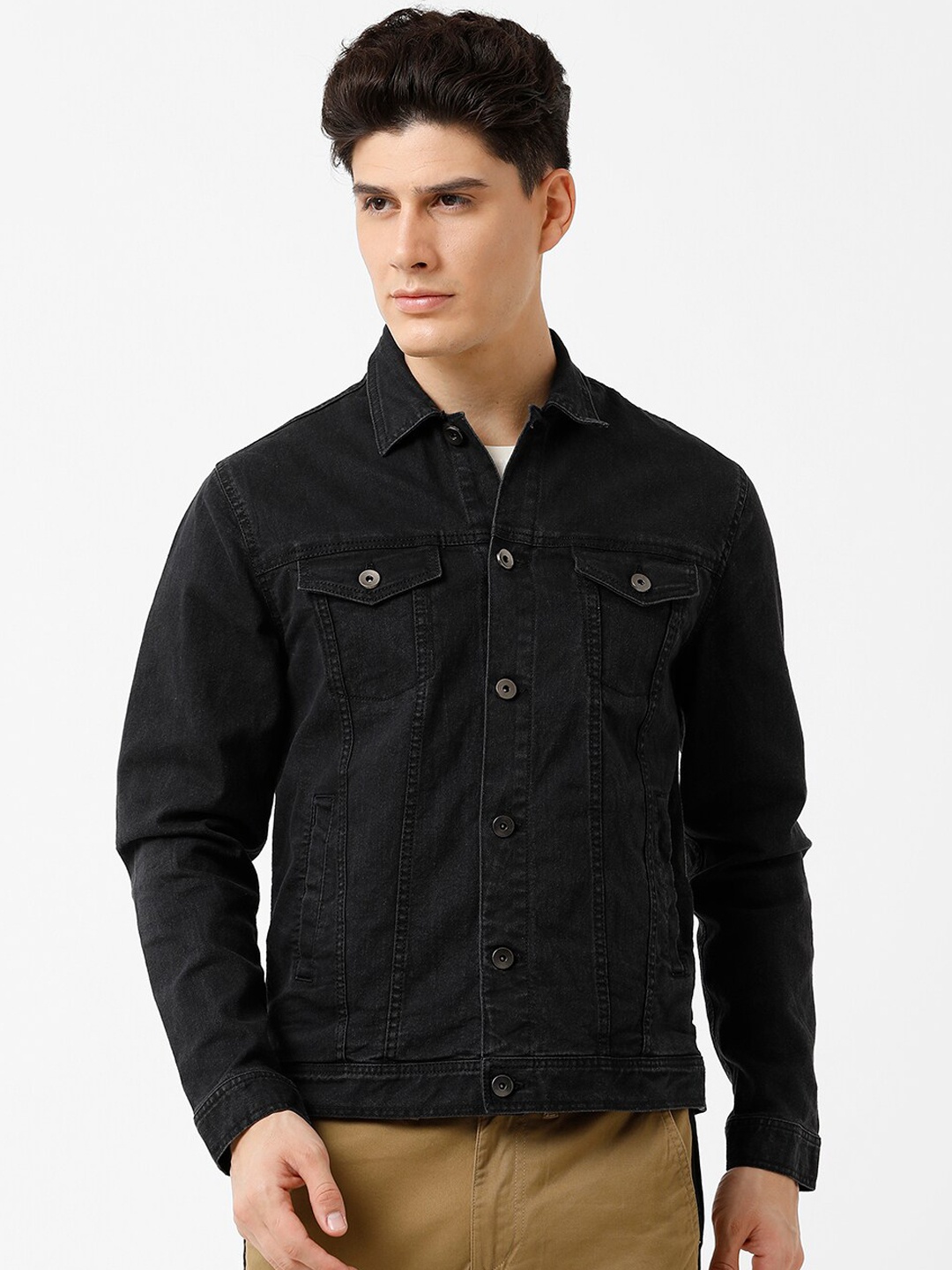 

WROGN Men Black Washed Denim Jacket