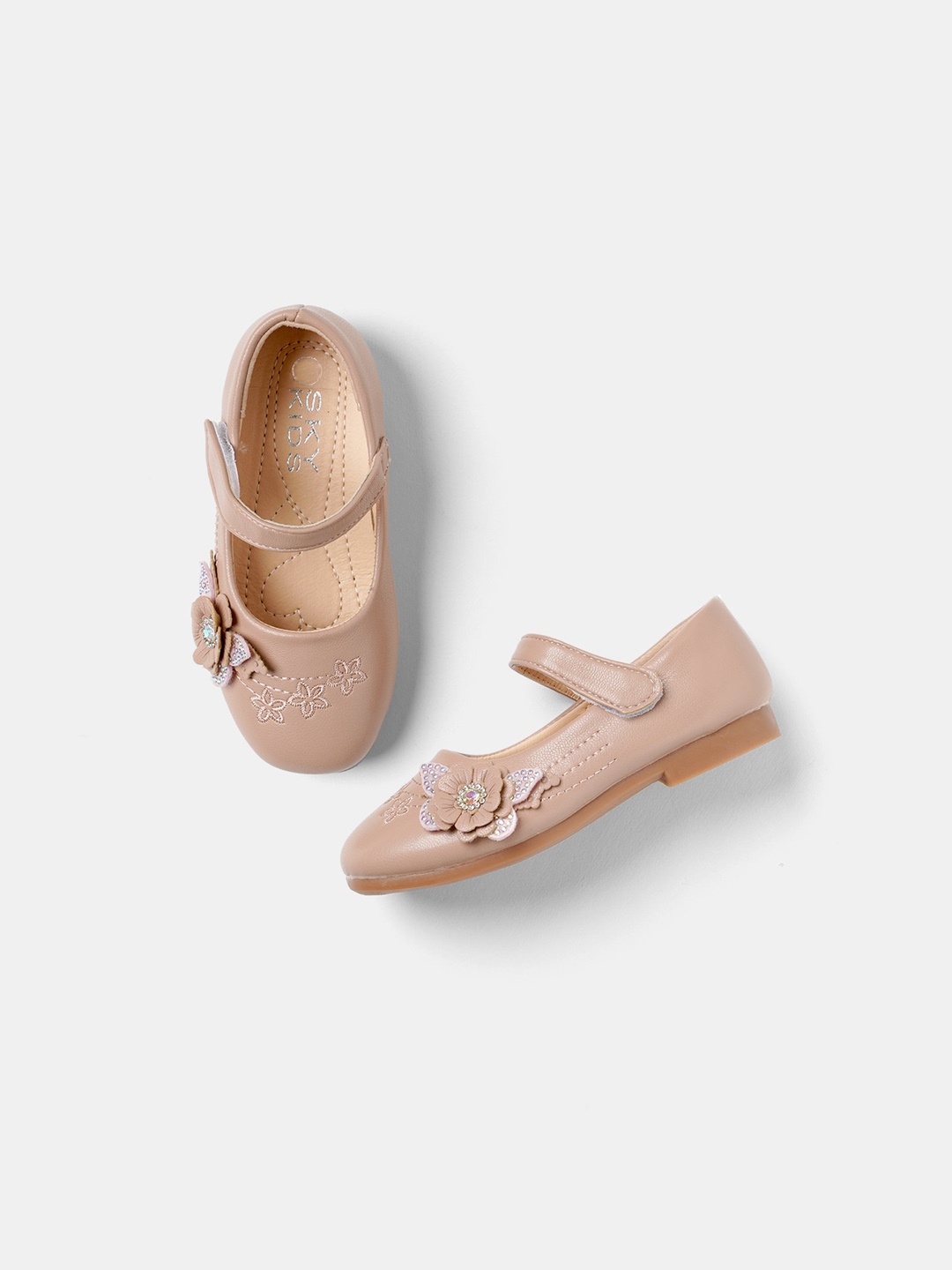 

R&B Girls Embellished Ballerinas Flats, Beige