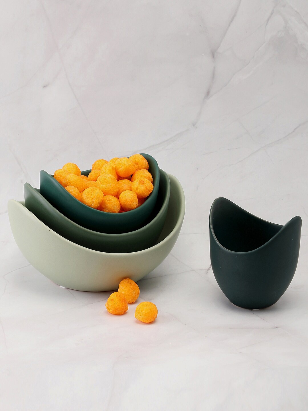 

Bonhomie Set Of 4 Green Ceramic Serving Bowls