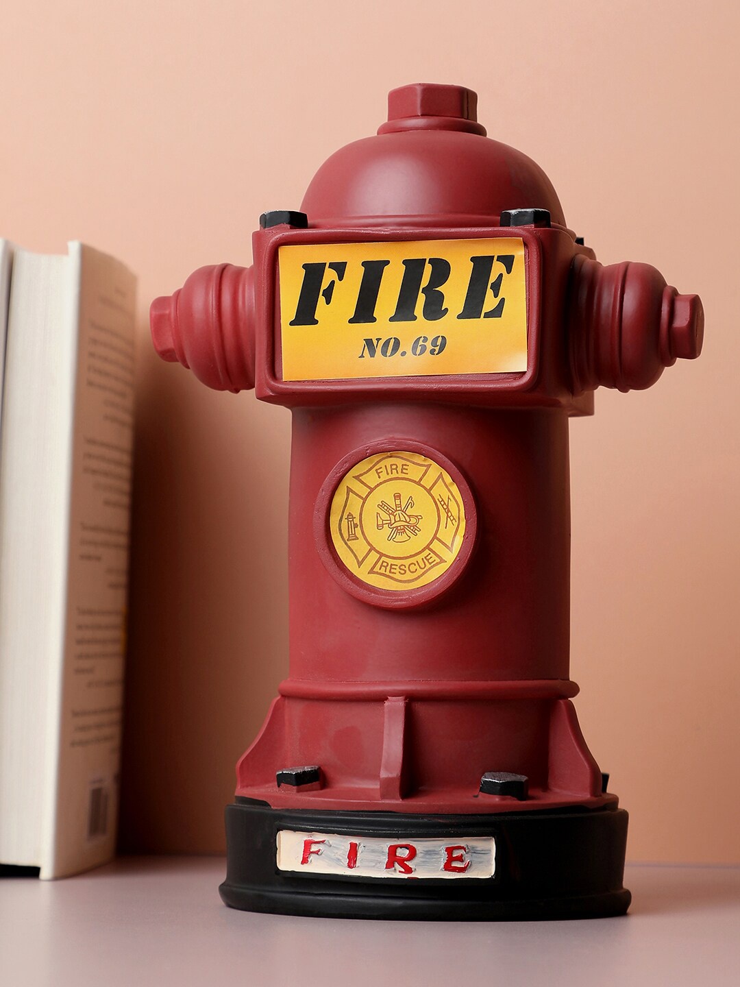 

Bonhomie Red Fire Hydrant Ceramic Money Bank Showpiece