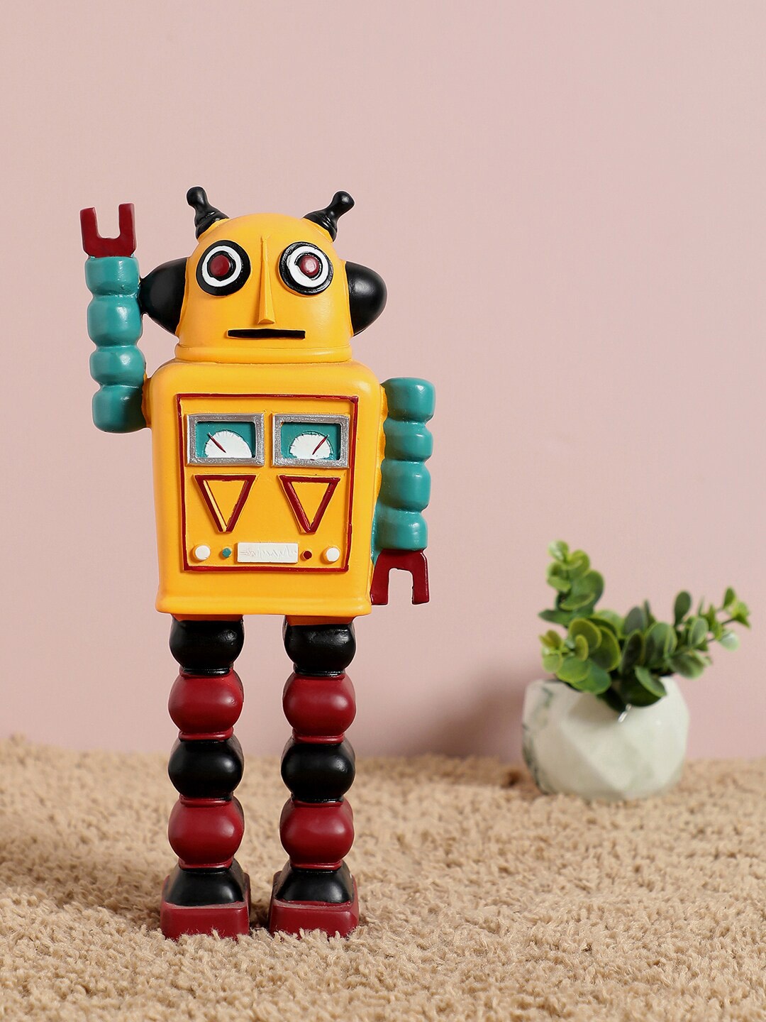 

Bonhomie Yellow & Blue Solid Robot Ceramic Sculpture