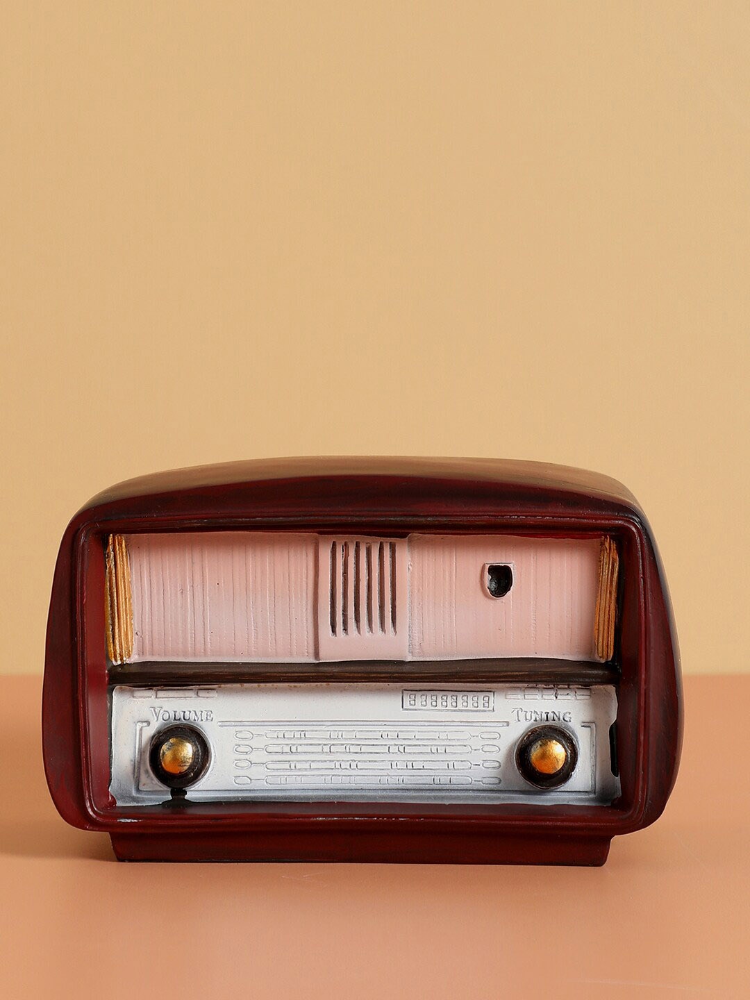 

Bonhomie Brown & White Textured Vintage Radio Ceramic Money Bank Showpieces