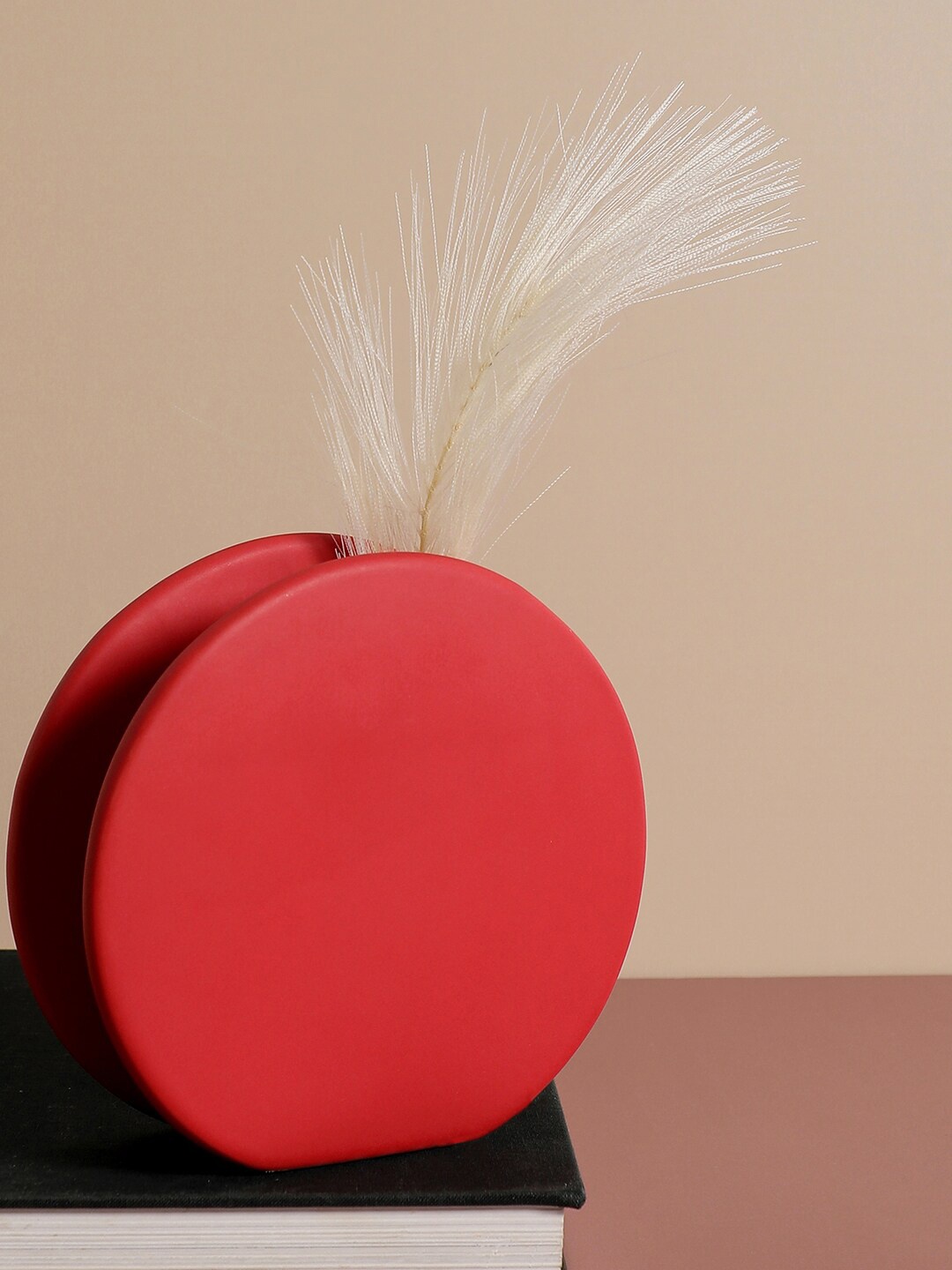 

Bonhomie Red Circular Ceramic Vase