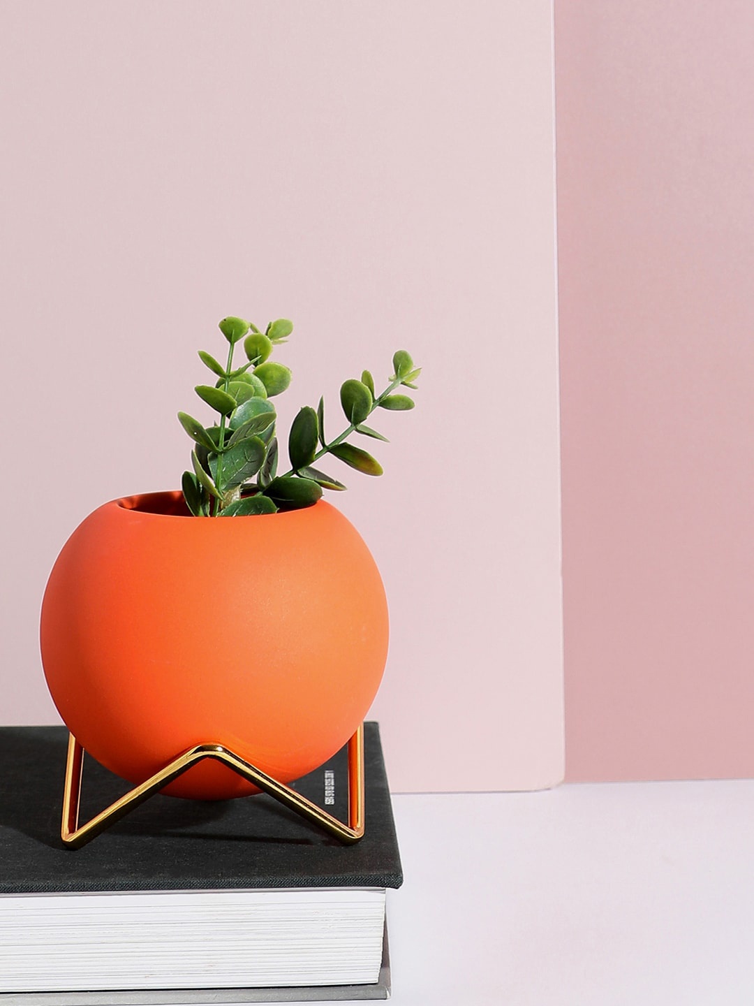 

Bonhomie Orange Colored Round Ceramic Vase