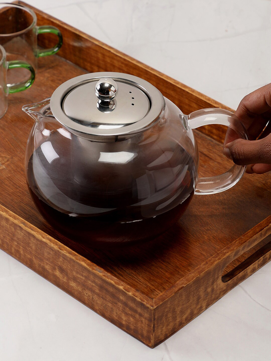

Bonhomie Transparent Glass Glossy Kettle 800 ML