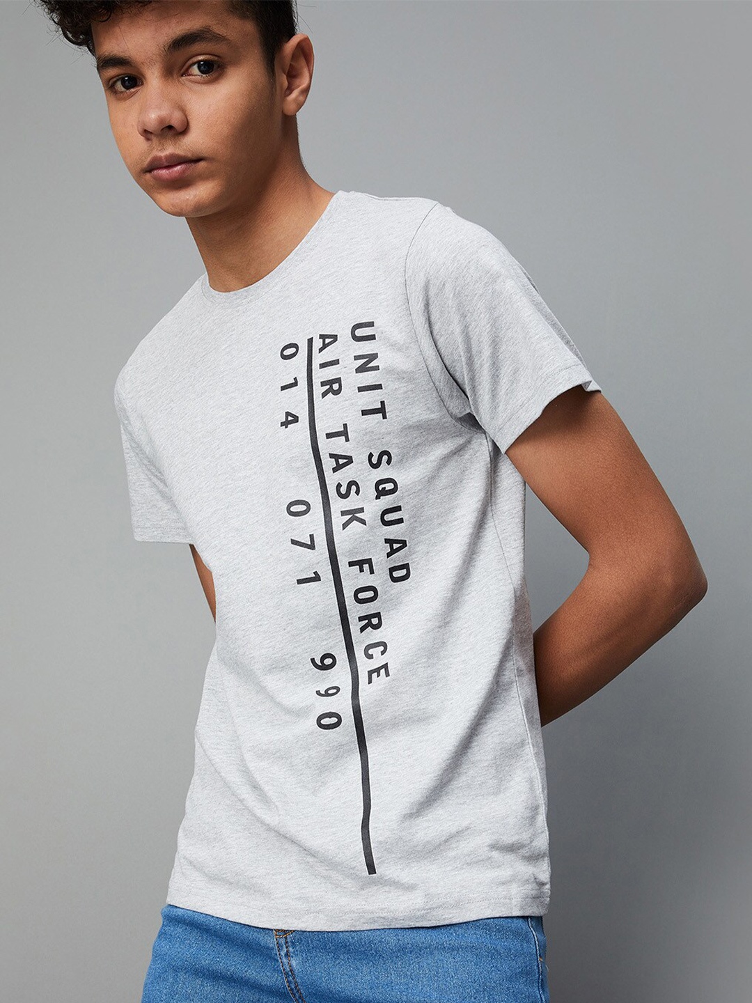 

max Boys White Typography Printed Cotton T-shirt