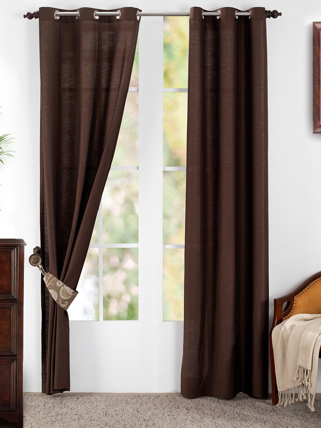 

MASPAR Brown Set of 2 Door Curtain