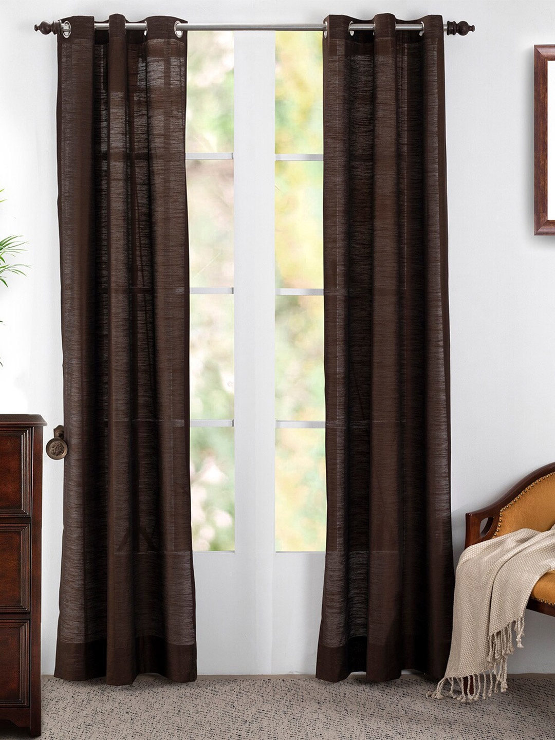 

MASPAR Brown Set of 2 Door Curtain