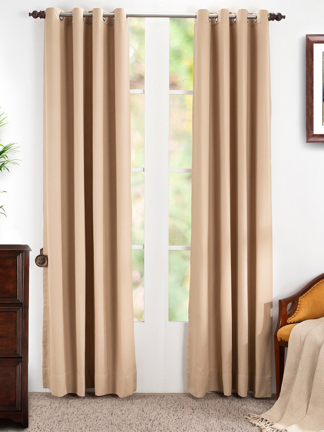 

MASPAR Beige Set of 2 Cotton Door Curtain
