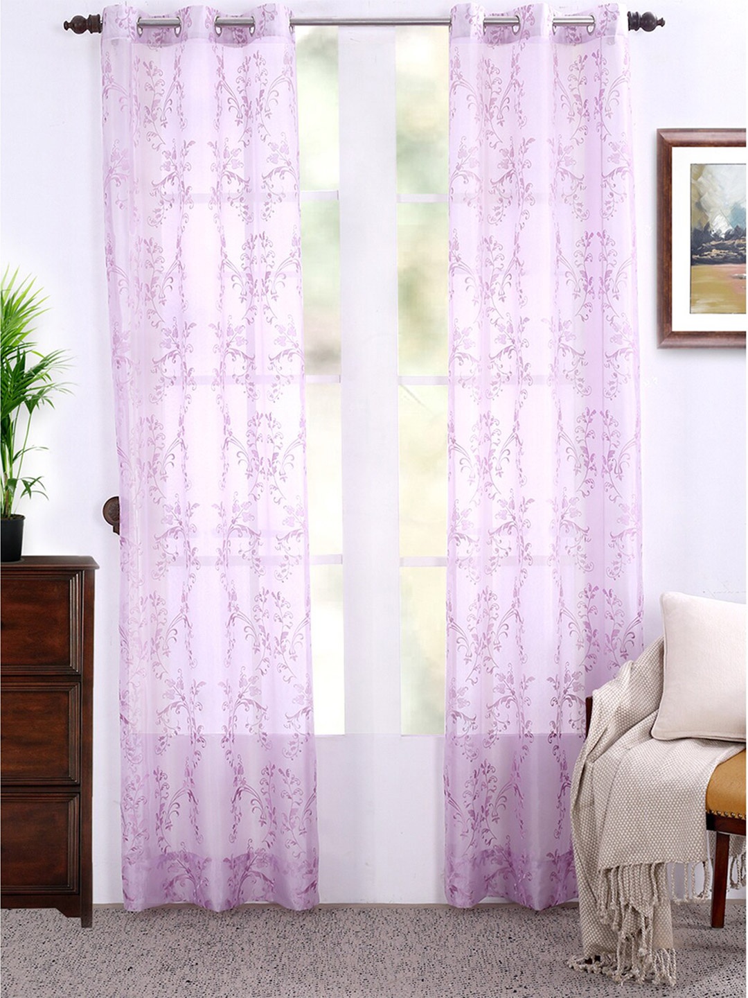 

MASPAR Lavender Set of 2 Floral Door Curtain