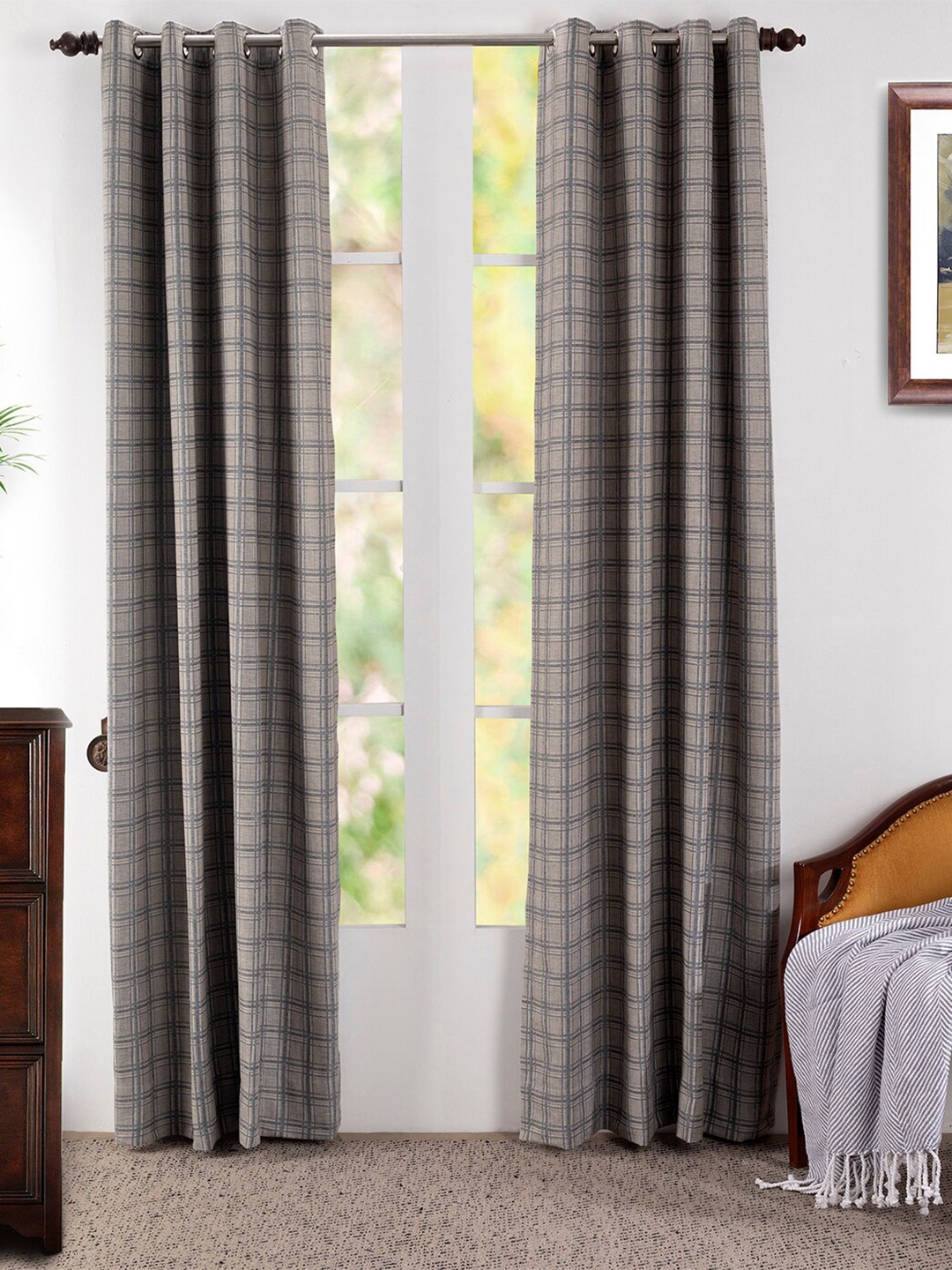 

MASPAR Grey Set of 2 Geometric Door Curtain