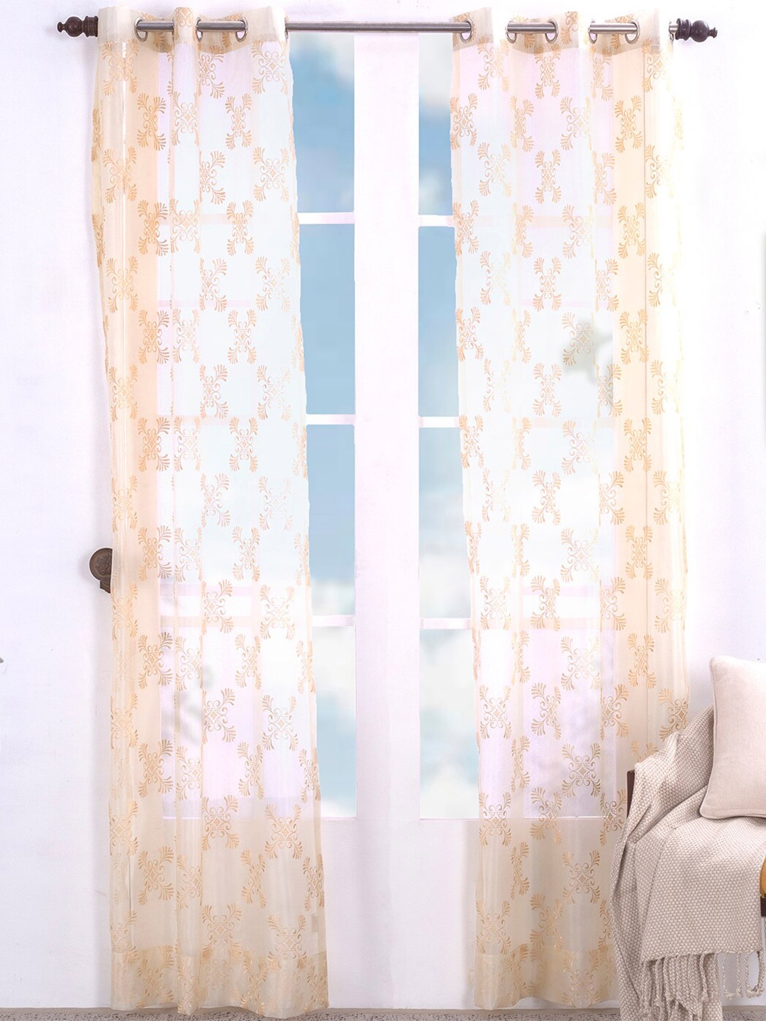 

MASPAR Off White Set of 2 Geometric Door Curtain