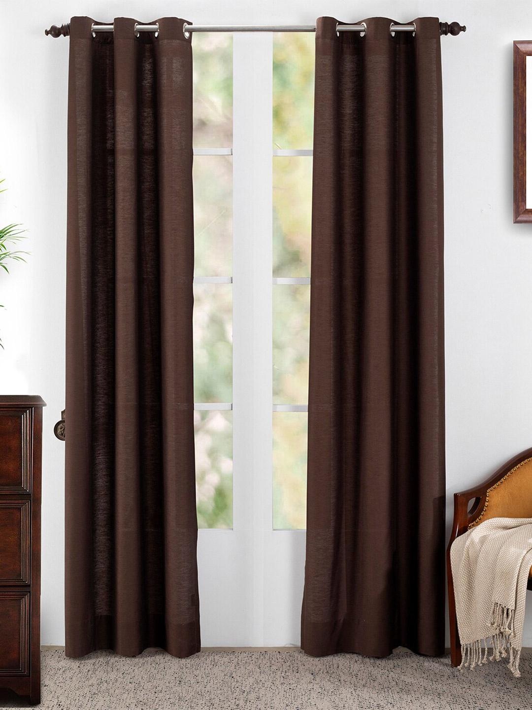 

MASPAR Coffee Brown Set of 2 Door Curtain