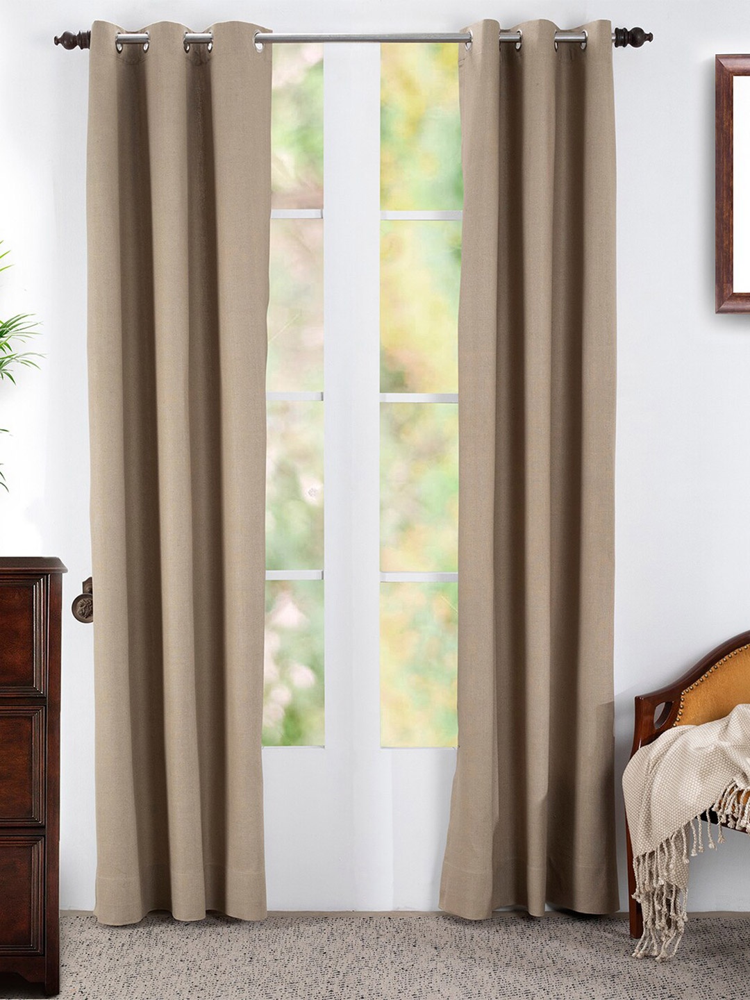 

MASPAR Beige Set of 2 MattSilk Door Curtain