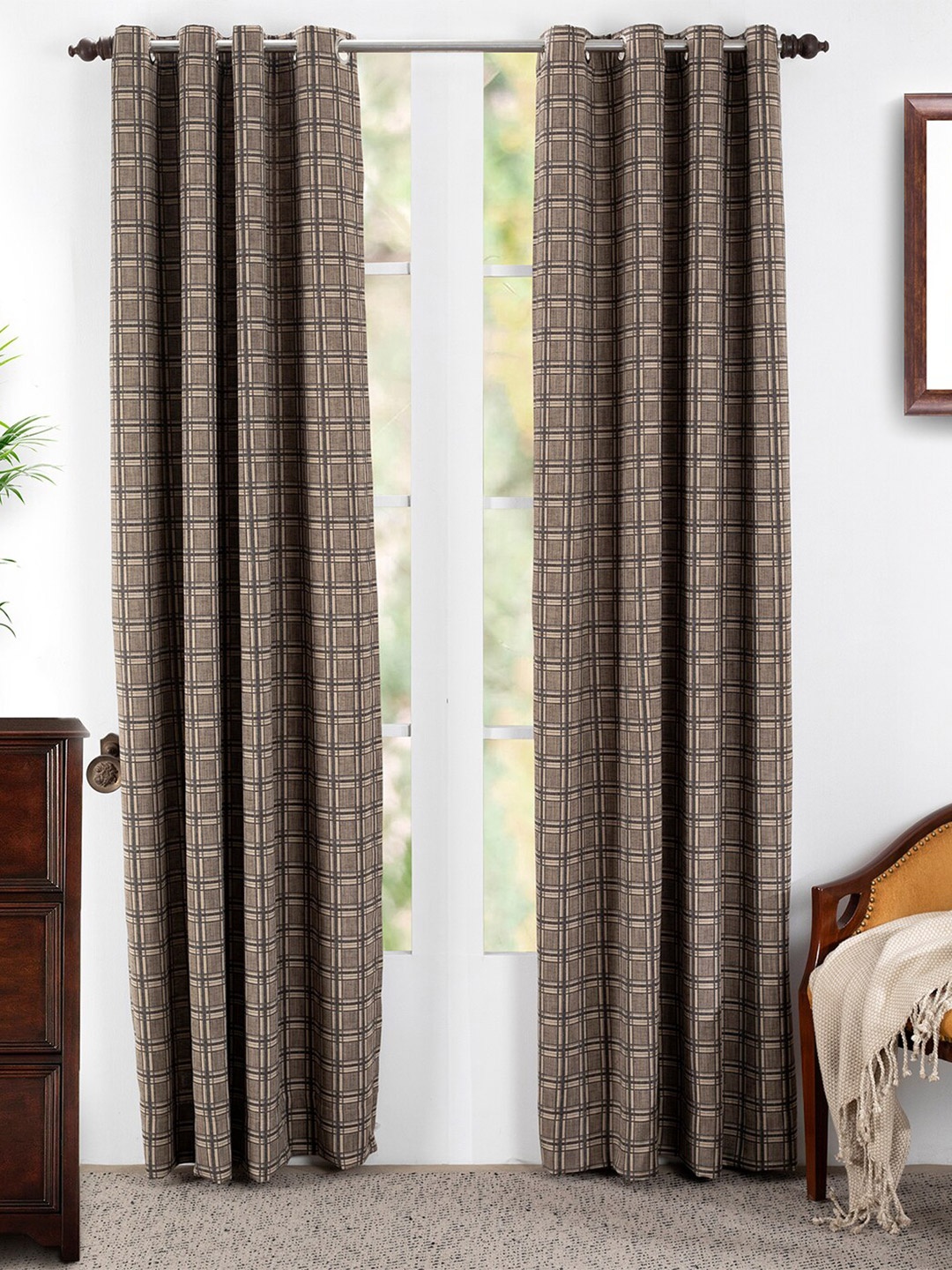 

MASPAR Grey Set of 2 Geometric Door Curtain