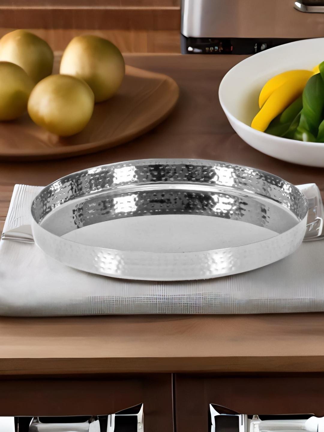 

Athome by Nilkamal Silver-Toned & 1 Pieces Textured Stainless Steel Glossy Plates