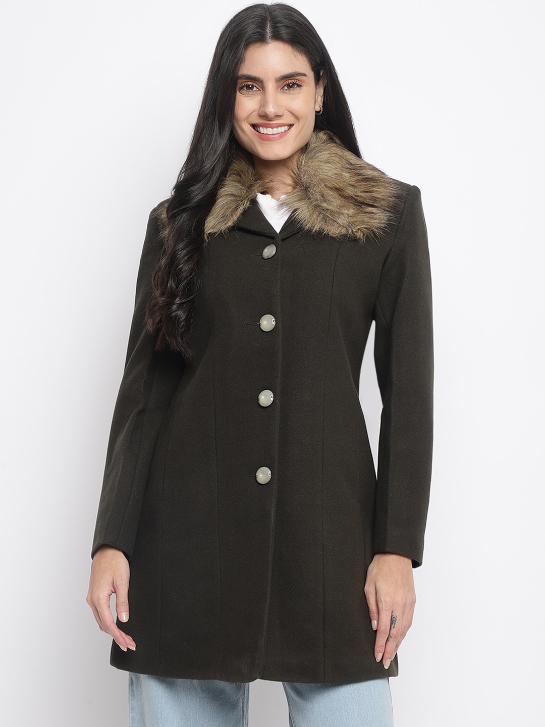 

Her Grace Women Longline Overcoat, Olive