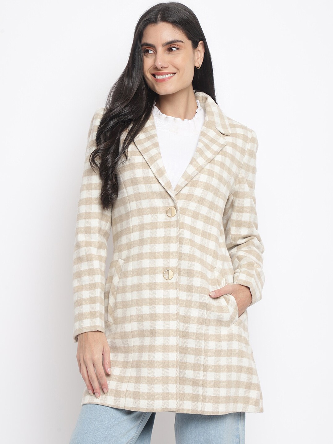 

Her Grace Women Checked Over Coats, Off white