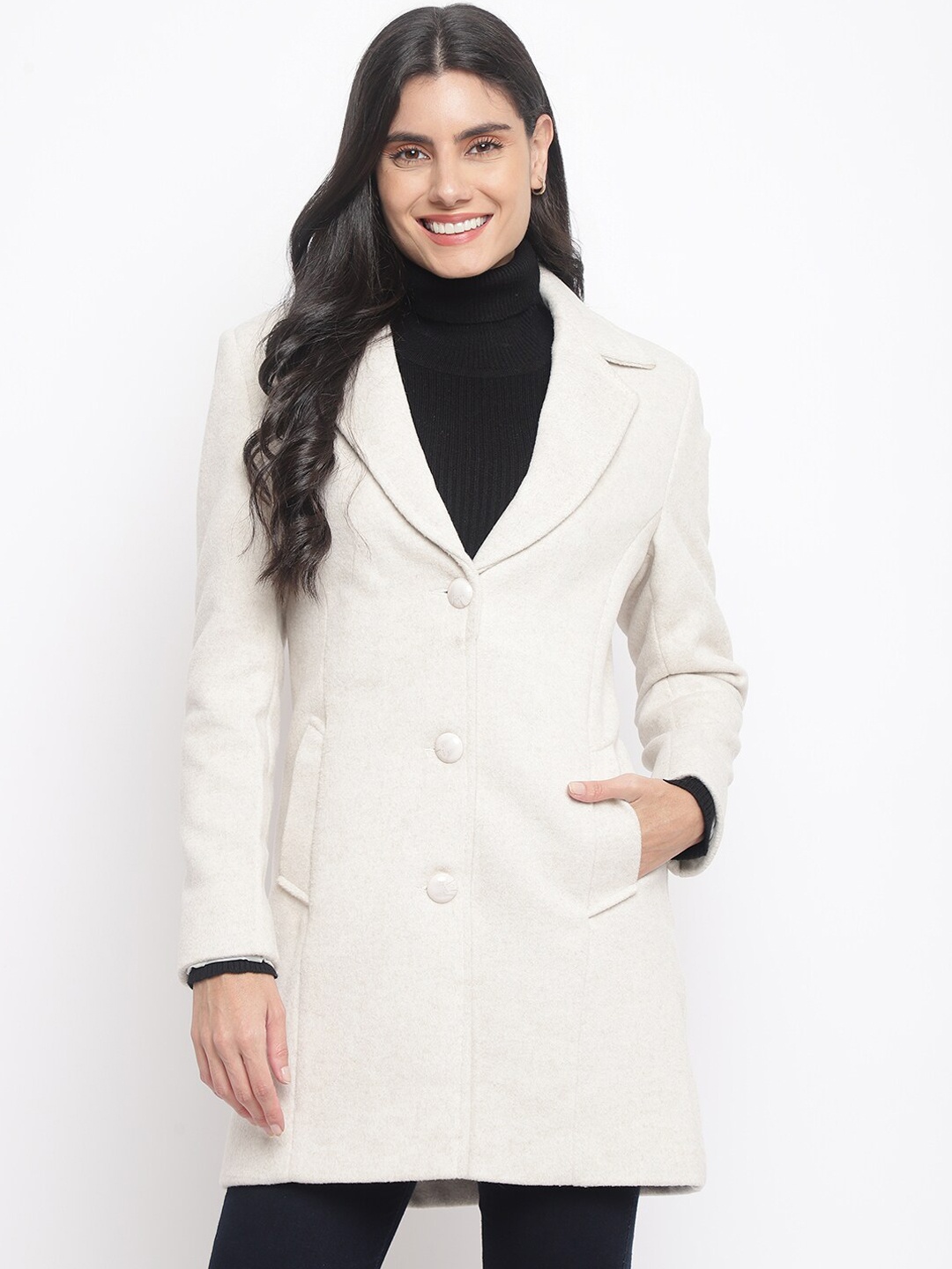 

Her Grace Women Single-Breasted Overcoat, White