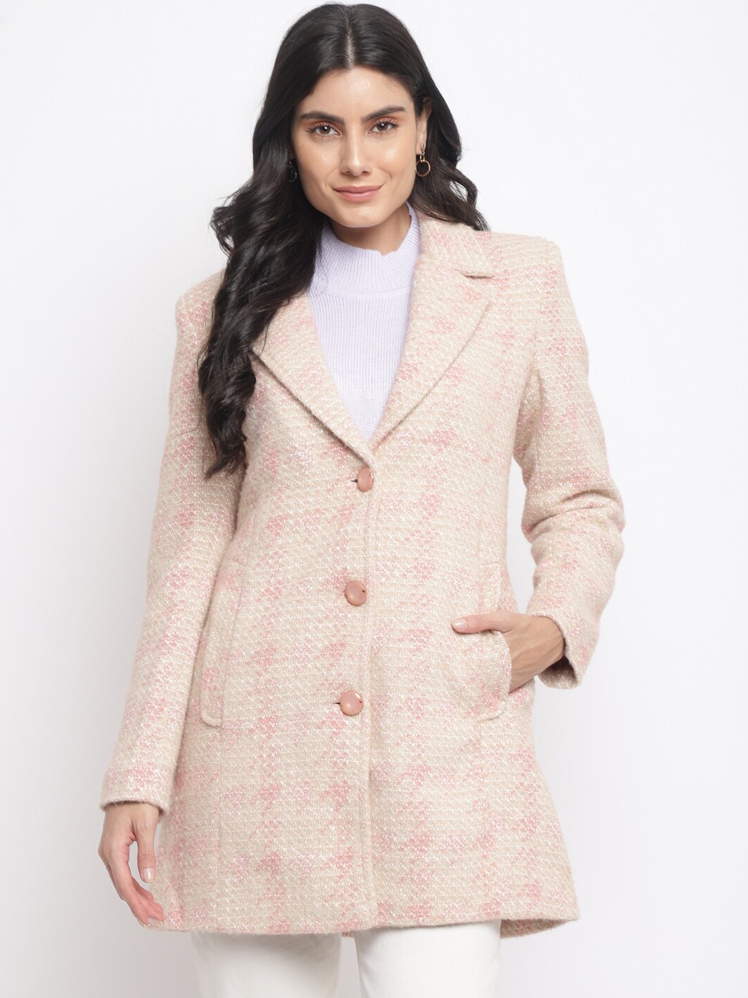 

Her Grace Women Checked Double-Breasted Overcoat, Yellow