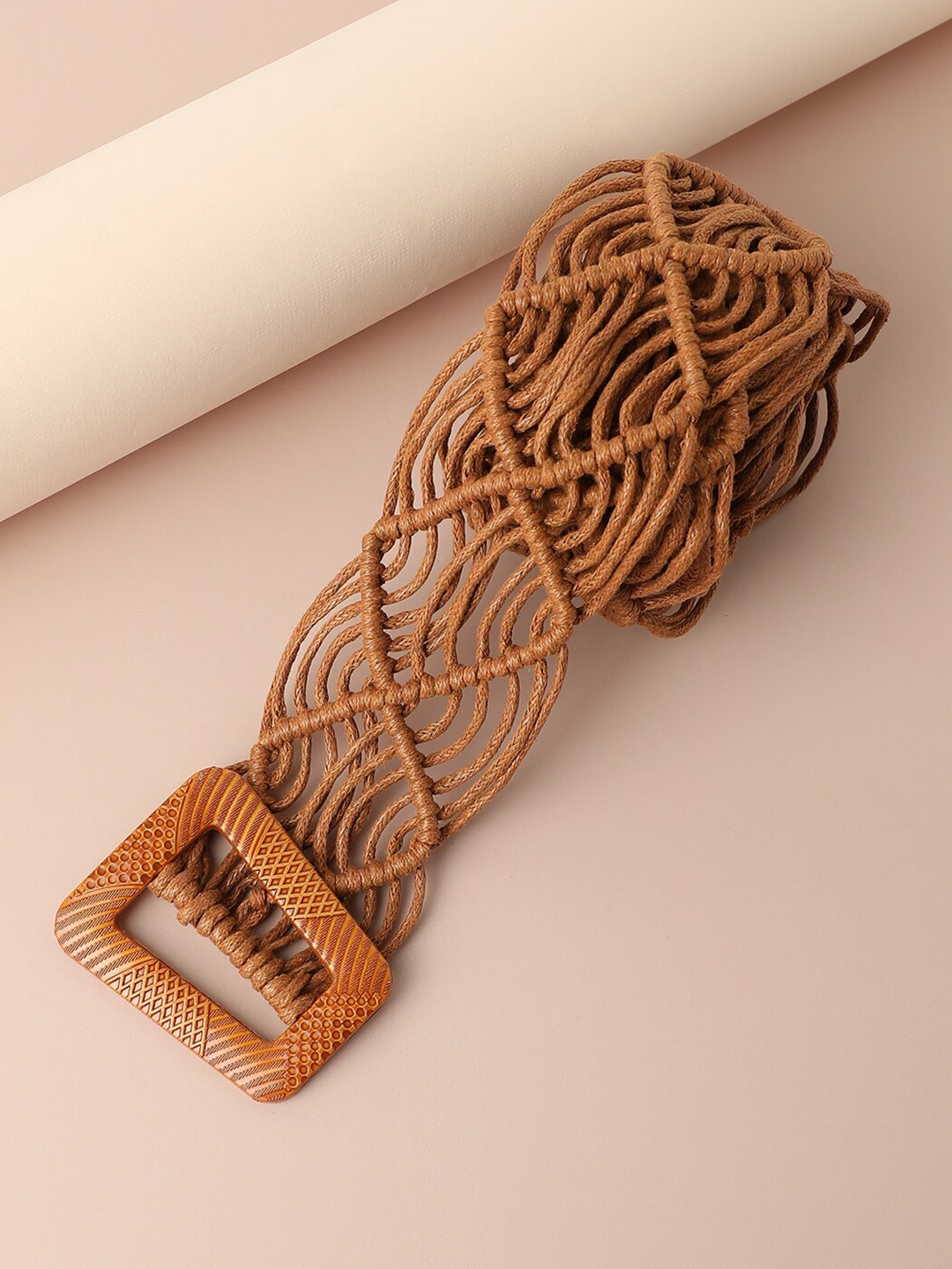 

HAUTE SAUCE by Campus Sutra Women Tan Textured Belt