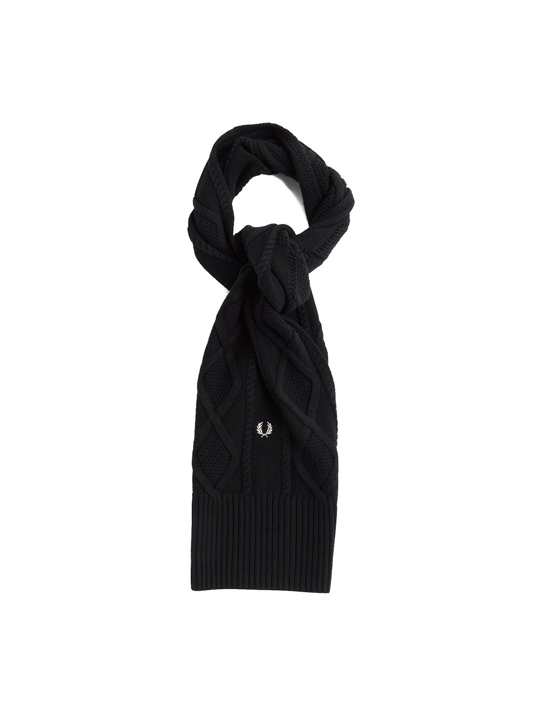 

Fred Perry Men Black & White Scarf