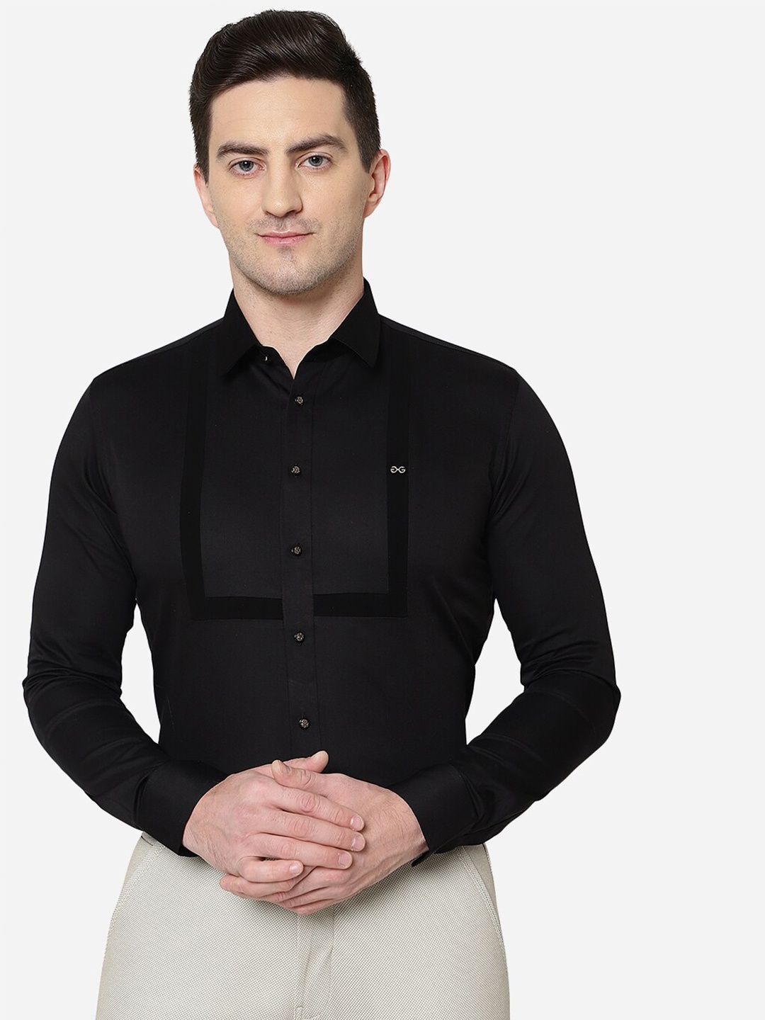 

JB STUDIO Men Black Slim Fit Pure Cotton Formal Shirt