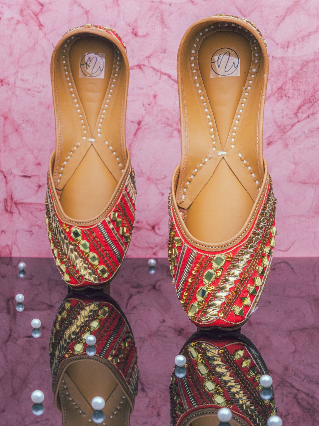 

NR By Nidhi Rathi Women Embellished Ethnic Mojaris, Red