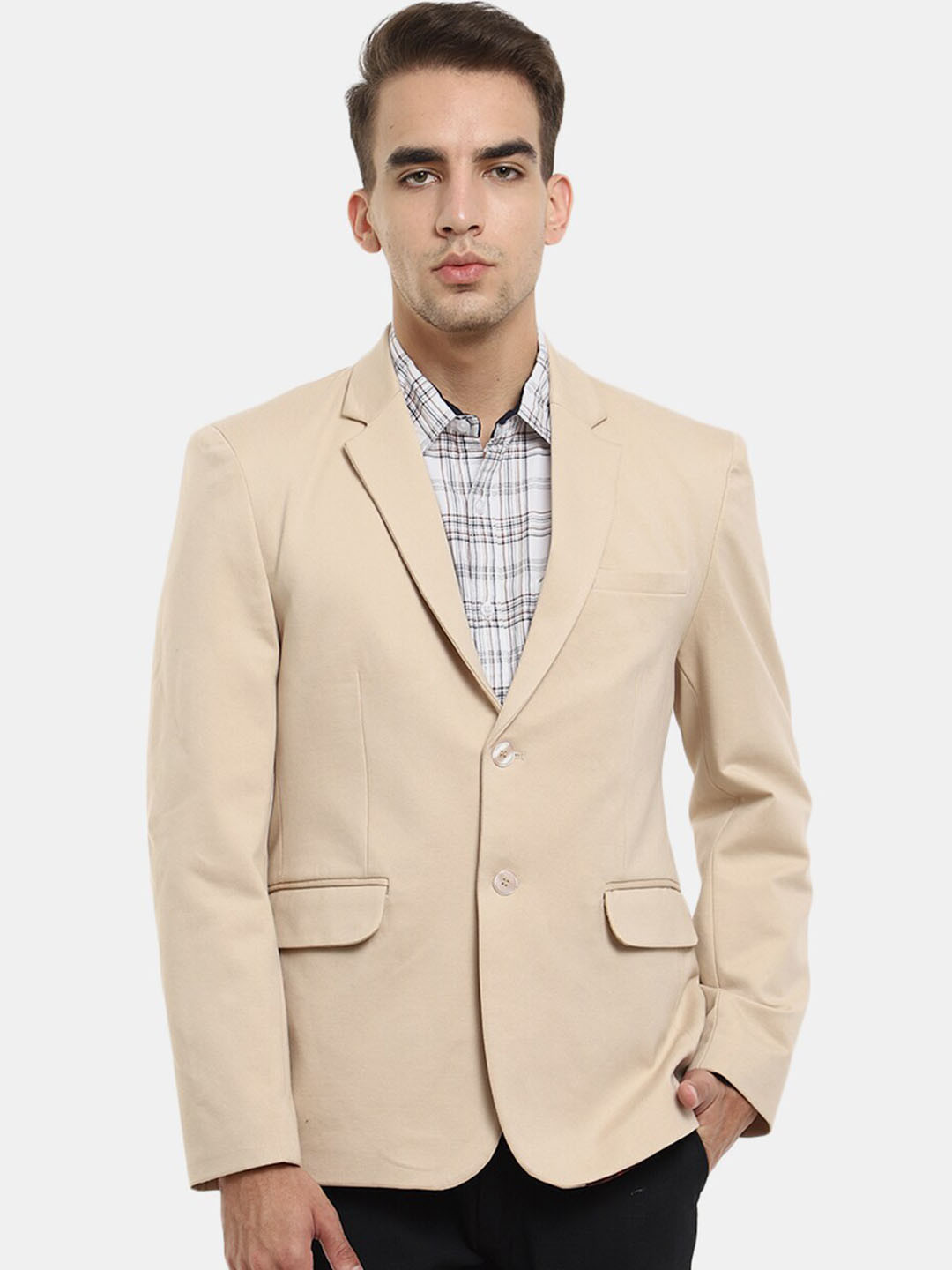 

V-Mart Men Beige Single Breasted Casual Blazers