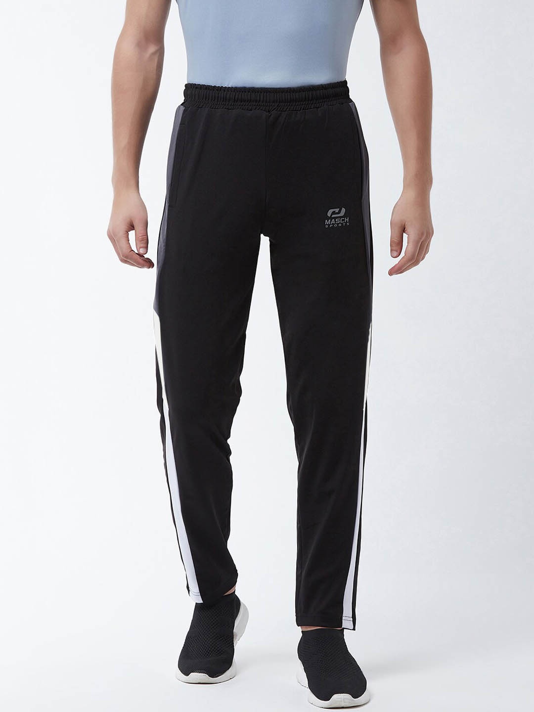 

Masch Sports Men Black Striped Dry-Fit Track Pant