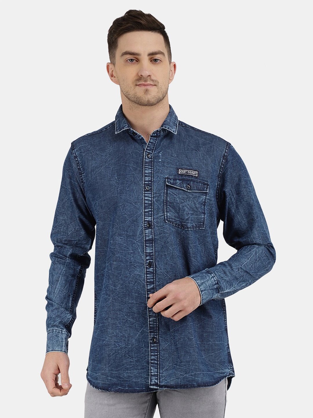 

V-Mart Men Navy Blue Cotton Classic Casual Shirt