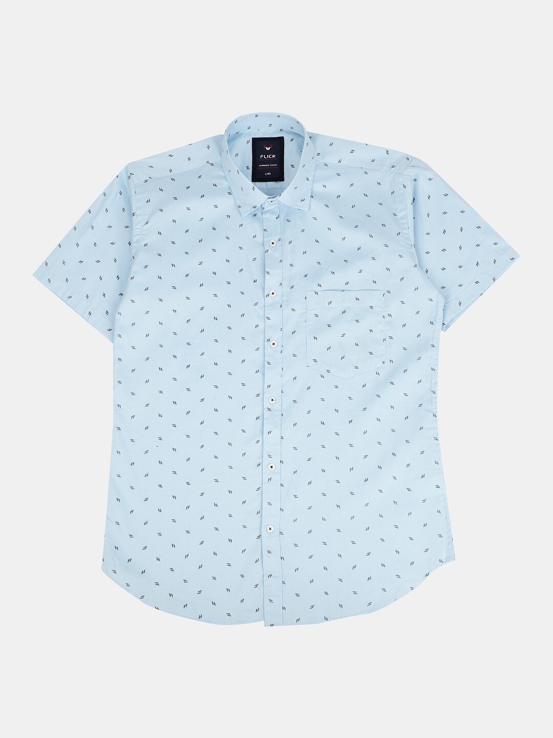 

V-Mart Men Blue Cotton Classic Slim Fit Printed Casual Shirt