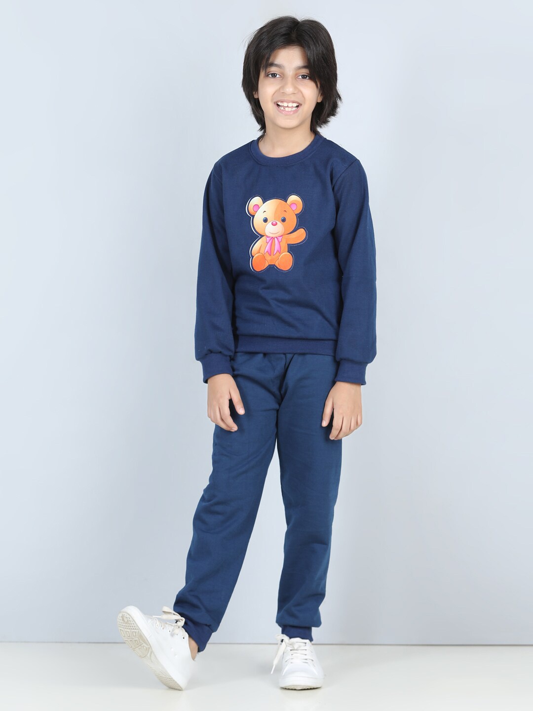 

Cutiekins Boys Navy Blue & Orange Embellished T-shirt with Pyjamas