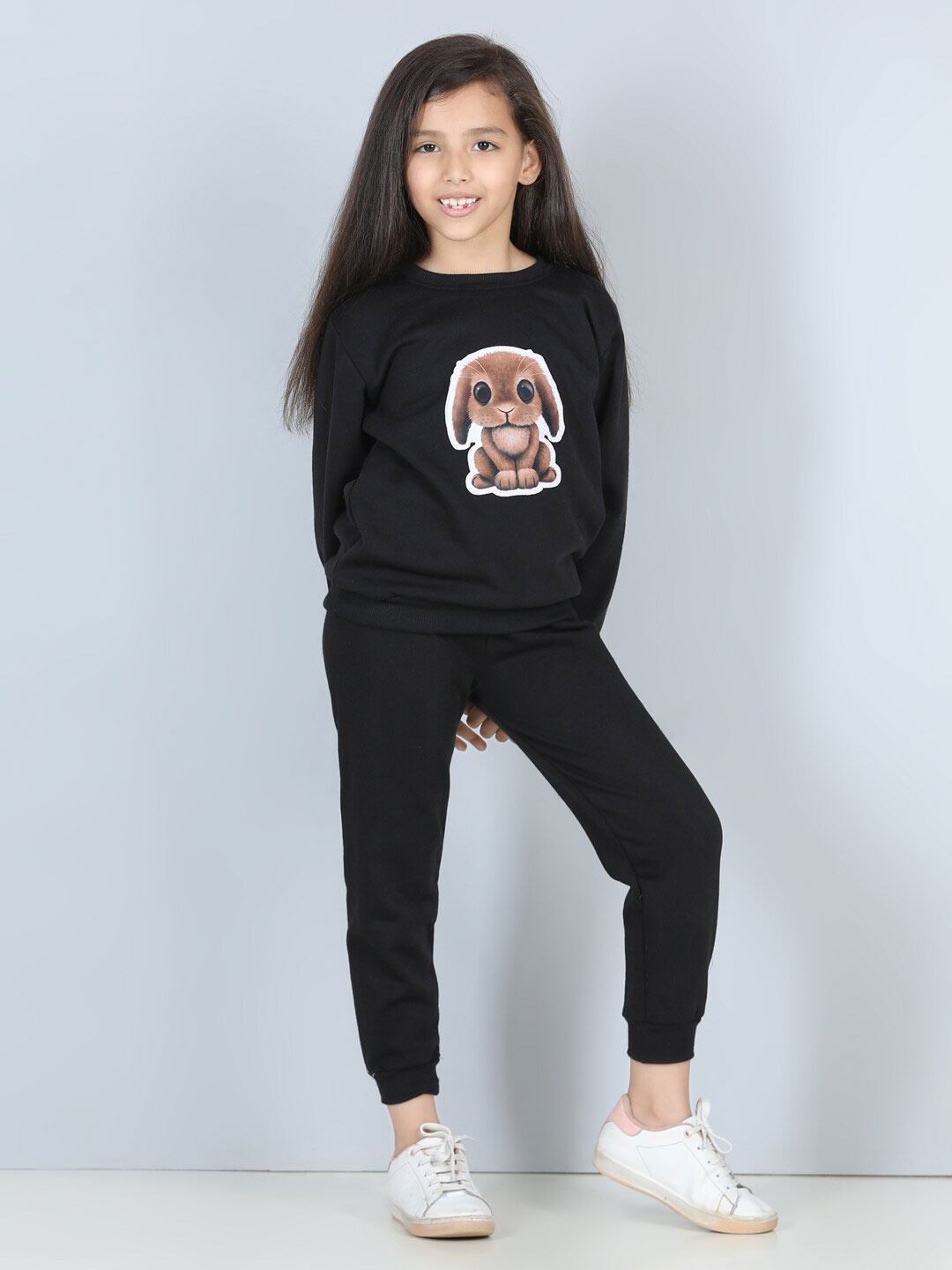 

Cutiekins Girls Printed Sweatshirt & Jogger, Black