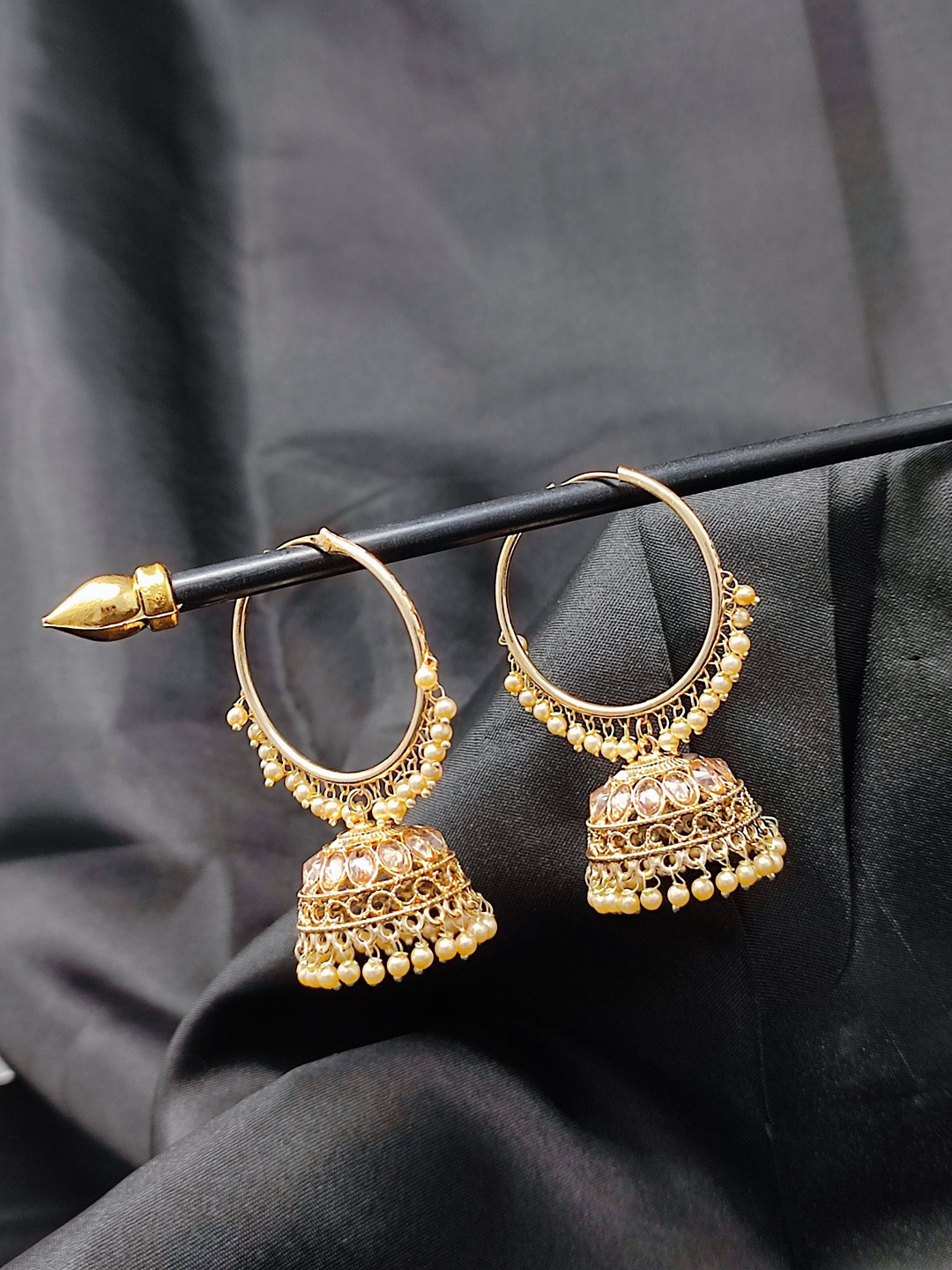 

CRAYTON Women Gold-Plated Dome Shaped Jhumkas Earrings