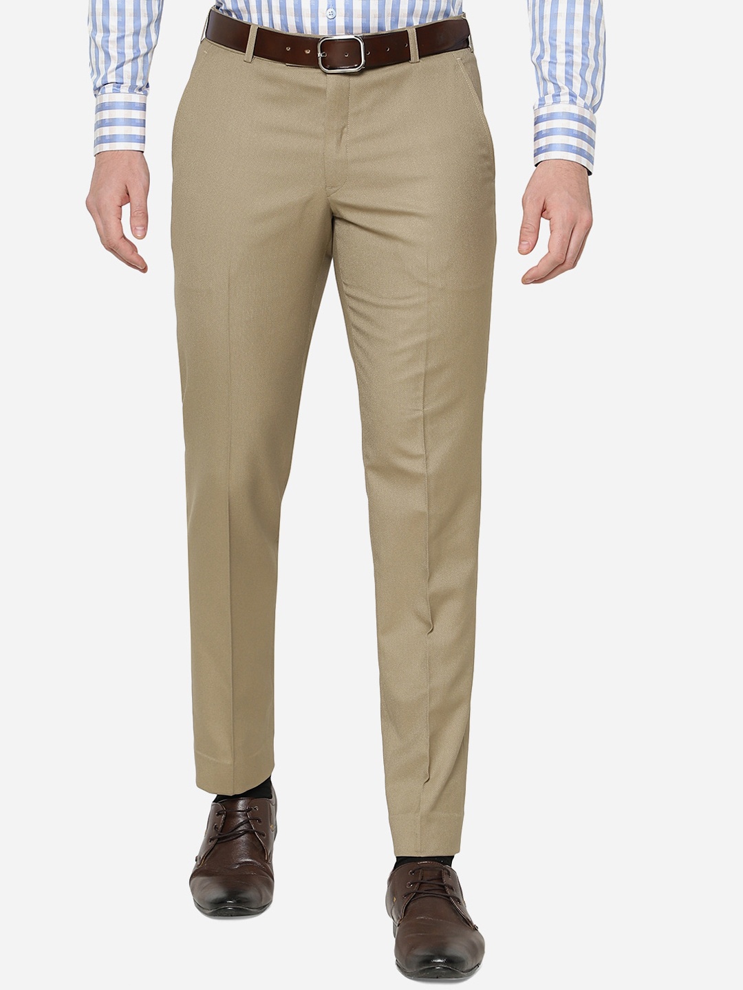 

JADE BLUE Men Slim Fit Trousers, Khaki