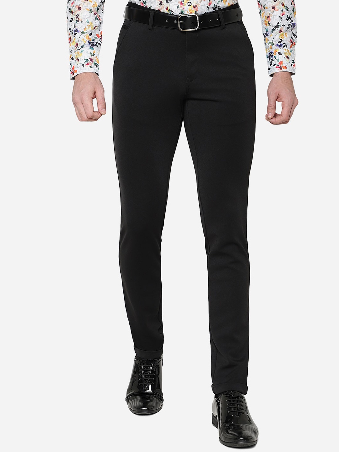 

JB STUDIO Men Slim Fit Cotton Trousers, Black