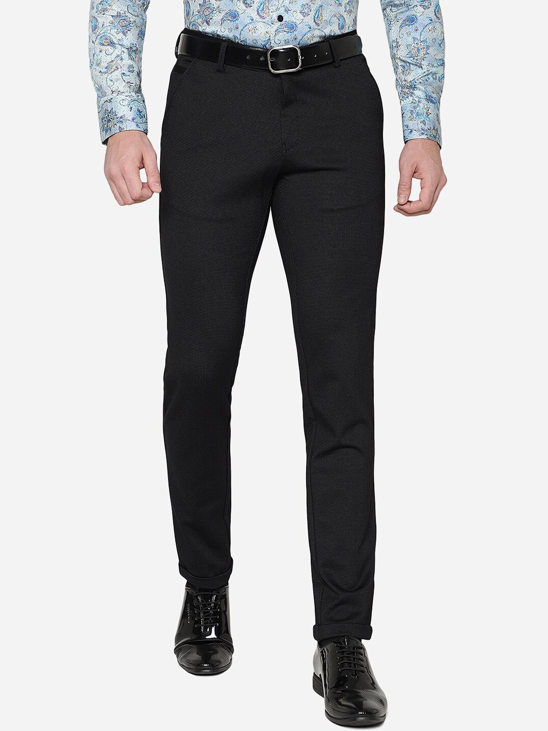 

JB STUDIO Men Slim Fit Cotton Trousers, Black