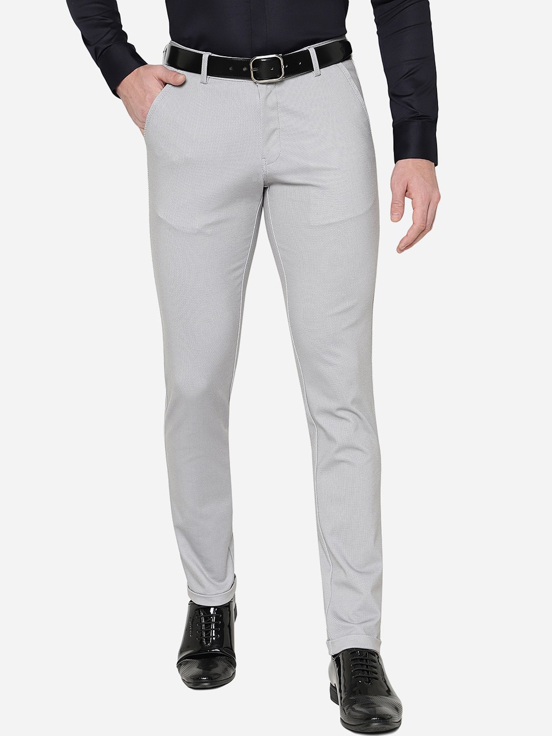 

JB STUDIO Men Slim Fit Cotton Trousers, Grey