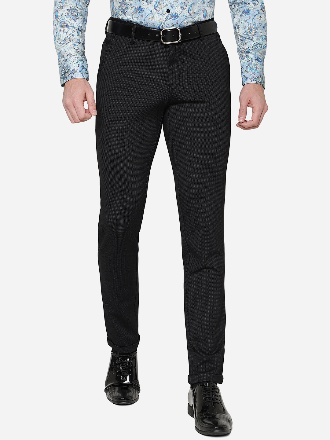 

JB STUDIO Men Slim Fit Cotton Trousers, Black