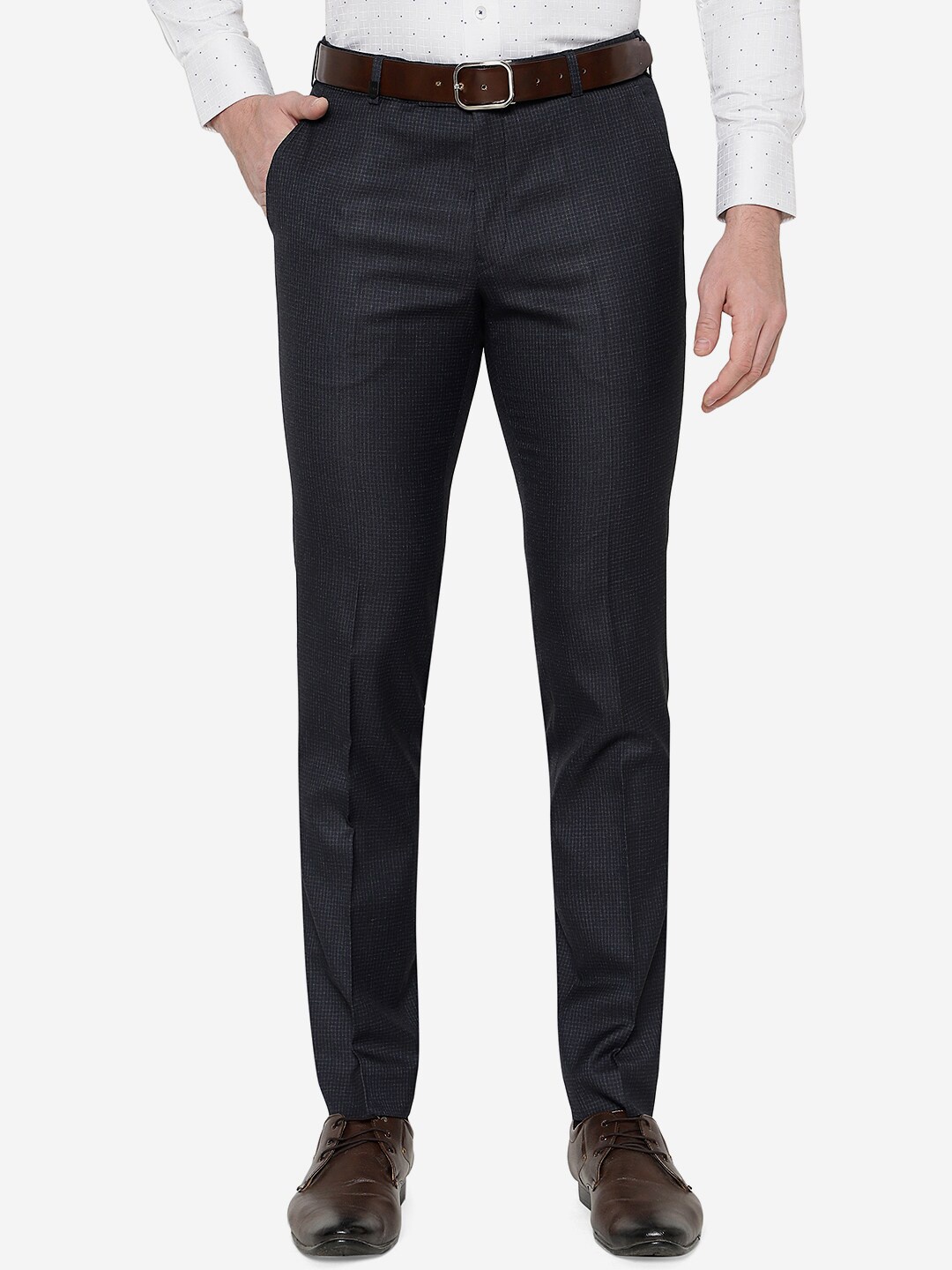 

JB STUDIO Men Slim Fit Cotton Trousers, Blue