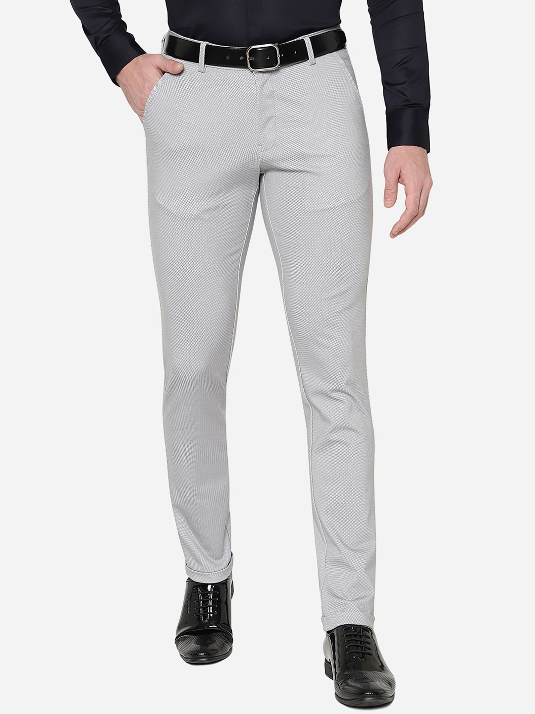

JB STUDIO Men Slim Fit Cotton Trousers, Grey