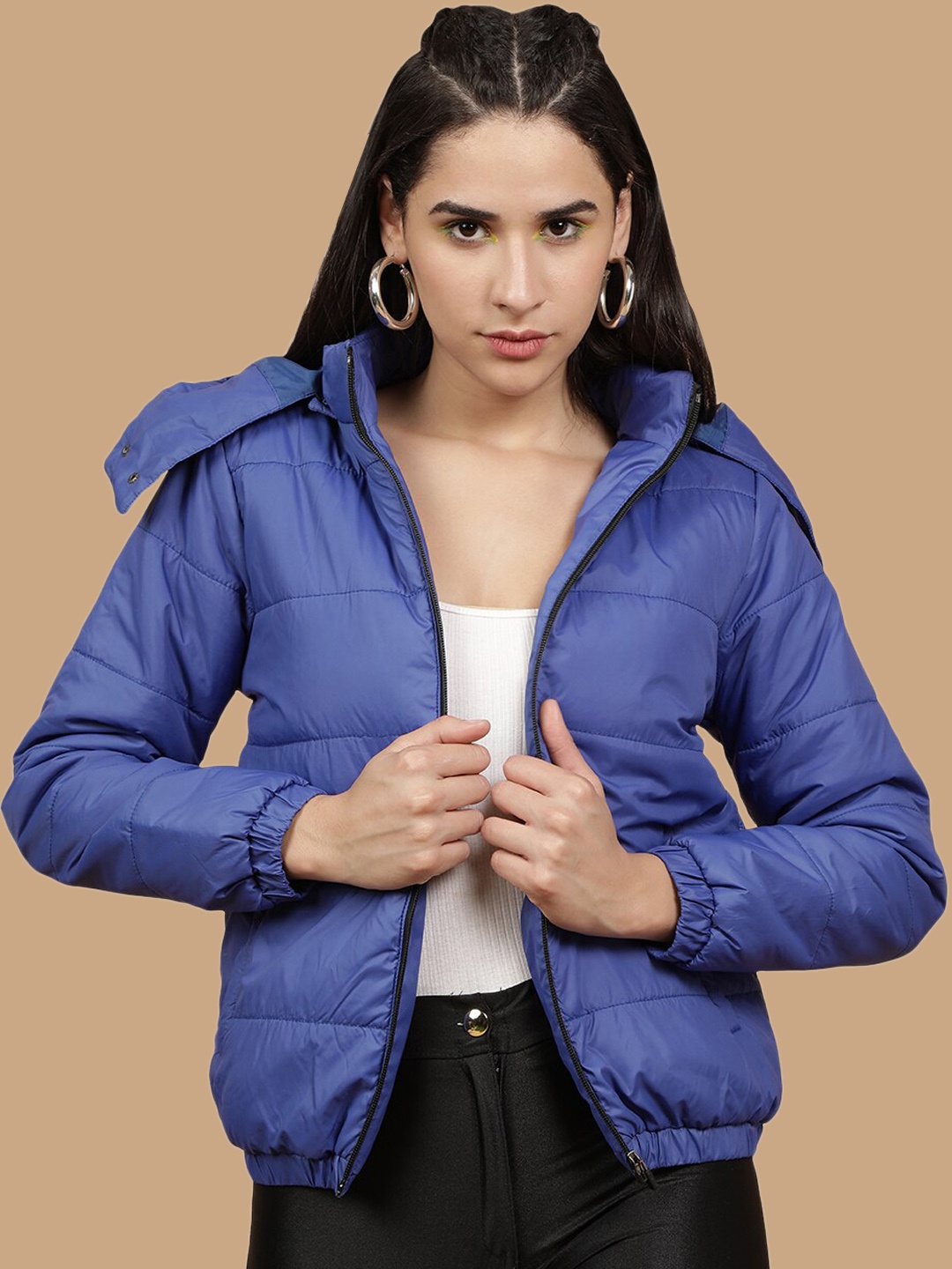 

Freehand by The Indian Garage Co Women Blue Outdoor Bomber Jacket