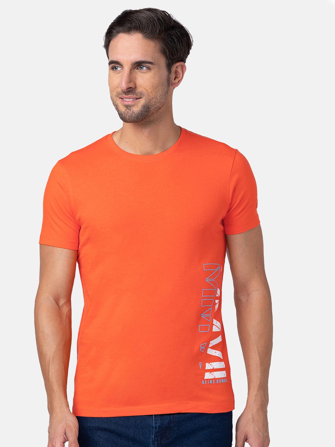 

Being Human Short Sleeves Pure Cotton T-shirt, Orange