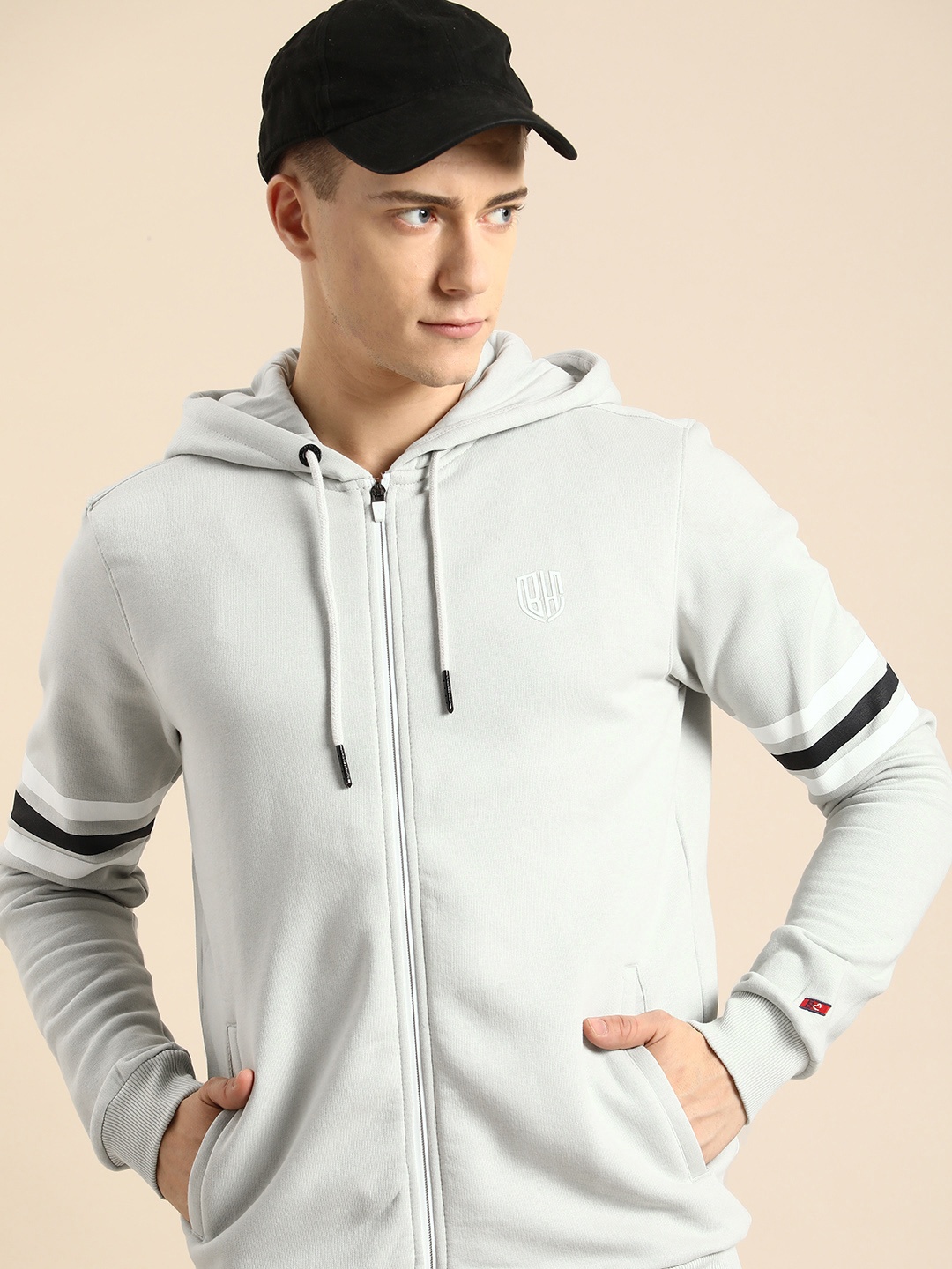 

Being Human Front-Open Hooded Sweatshirt, Grey