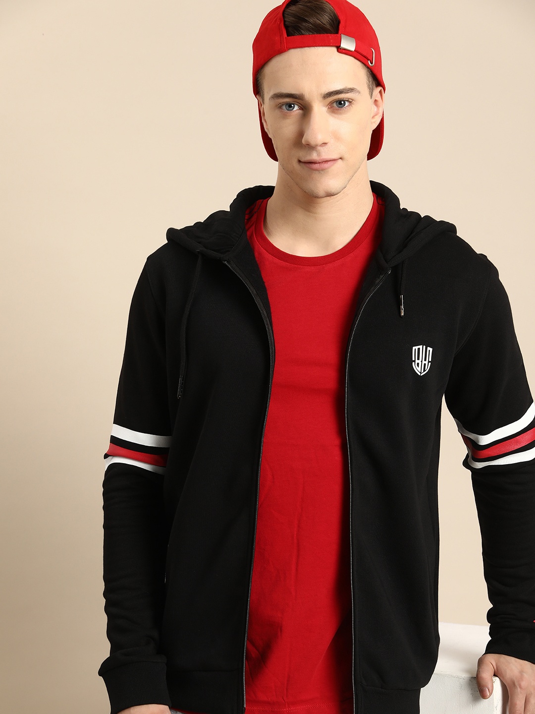 

Being Human Front-Open Hooded Sweatshirt, Black