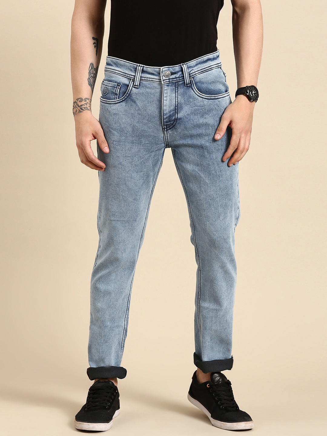 

Being Human Men Slim Fit Heavy Fade Stretchable Jeans, Blue