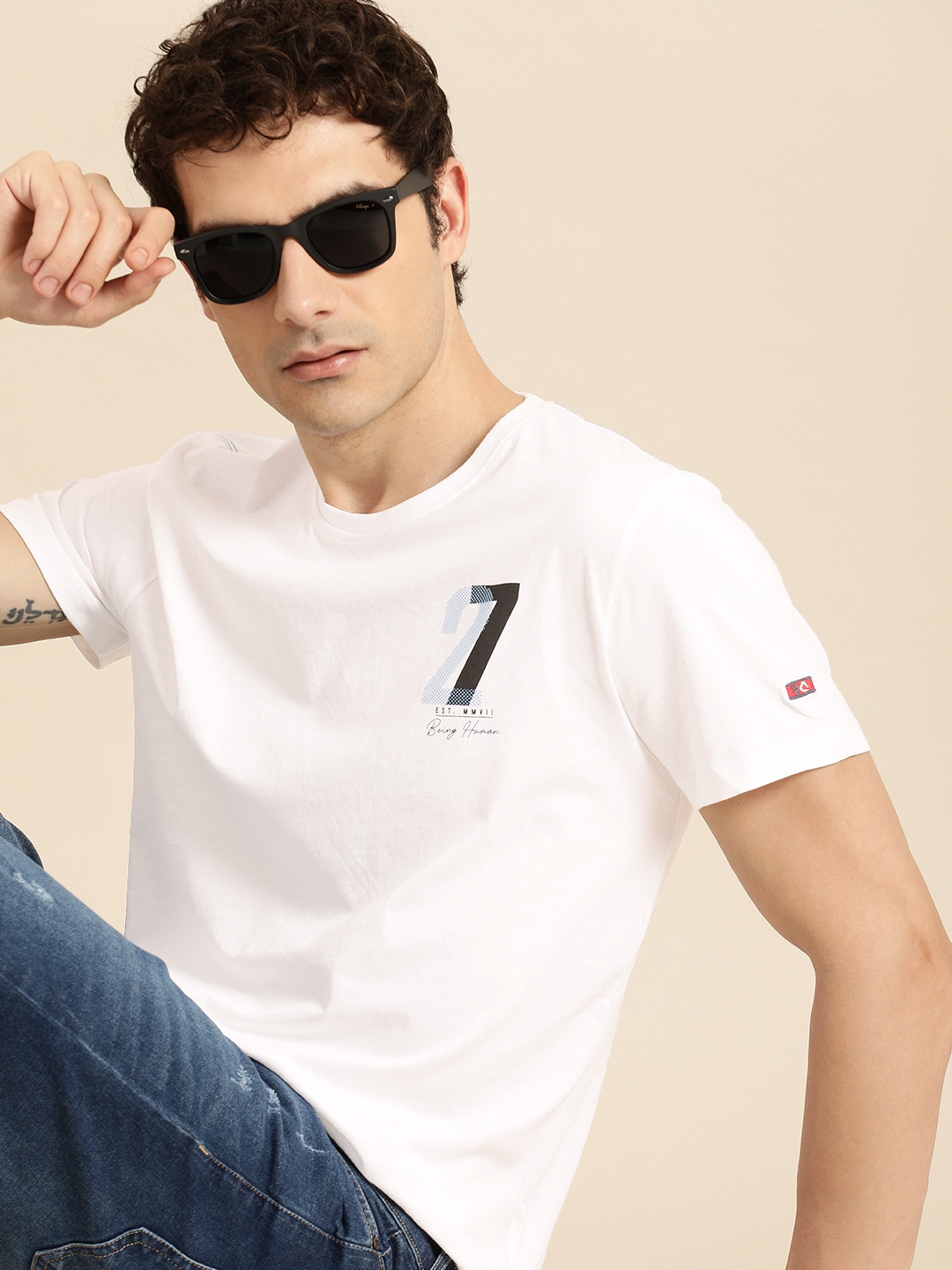 

Being Human Varsity Printed Pure Cotton T-shirt, White