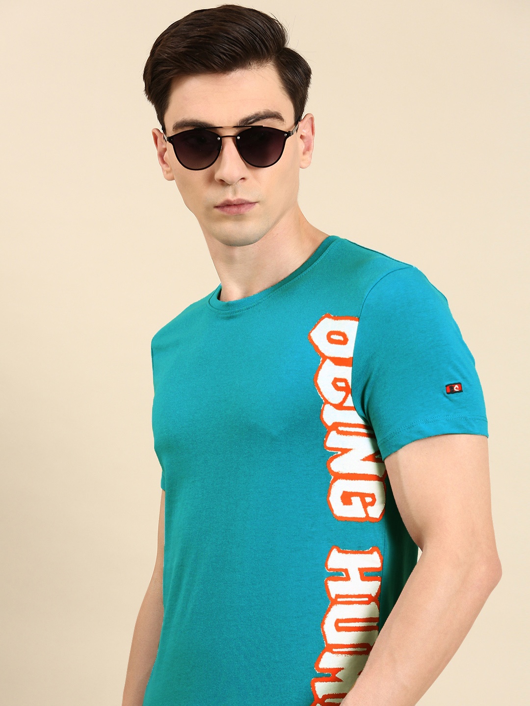 

Being Human Men Brand Logo Printed Pure Cotton T-shirt, Green