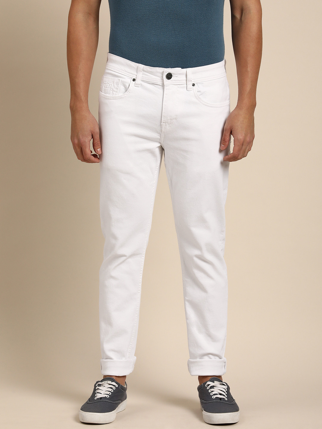 

Being Human Men Slim Fit Mid-Rise Clean Look Stretchable Jeans, White